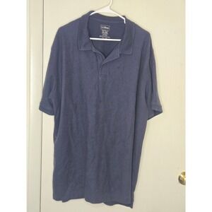 LL Bean Mens XXL Navy Blue Short Sleeve Cotton Traditional Fit Polo Shirt 233437